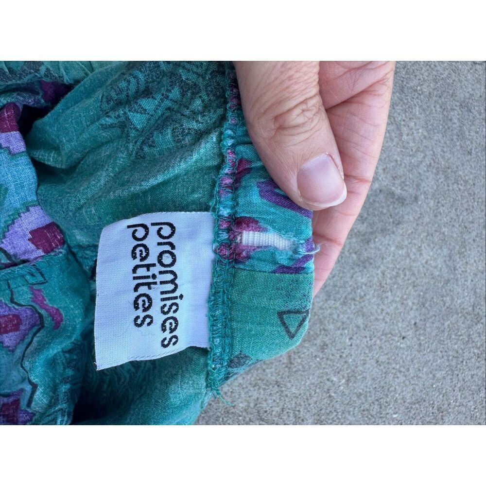 Vintage 90s Capri Pants Womens Petite L Colorful Southwestern Elastic Waist Retr - Picture 3 of 6